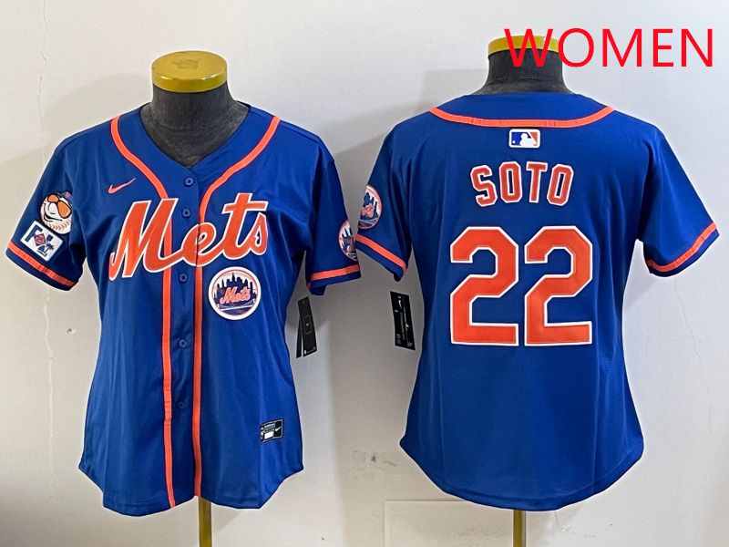 Women New York Mets #22 Soto Blue Game Fashion 2025 Nike MLB Jersey style 5